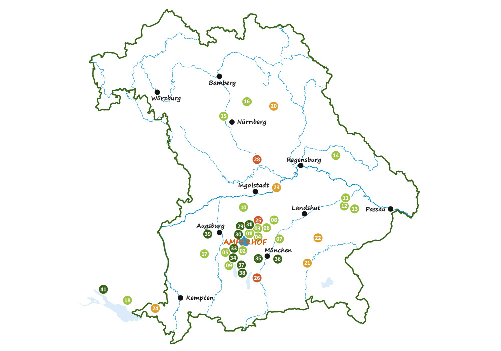 Bayernkarte mit unseren regionalen Erzeugern