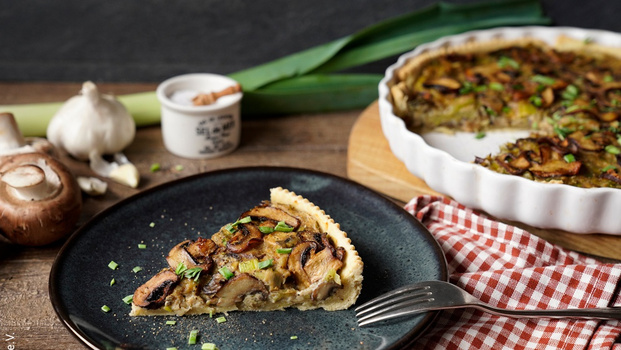 Rezeptbild für Vegane Champignon-Lauch-Quiche