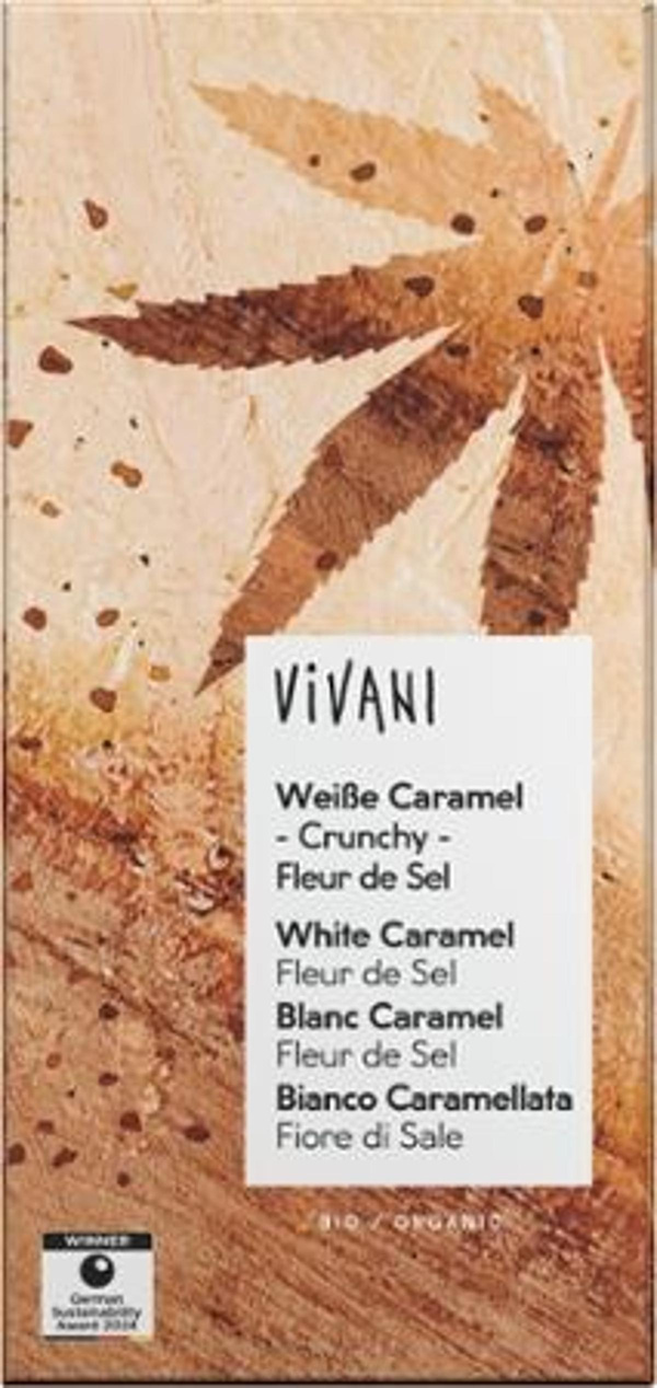 Produktfoto zu Vivani Weiße Vanille Hanf Caramel Crunch 80 g