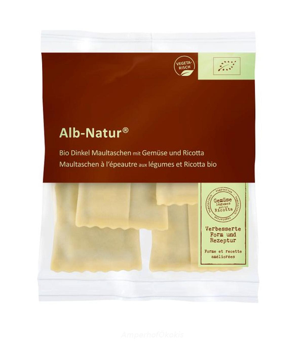 product photo for Dinkel-Maultaschen mit Gemüse-Ricotta-Füllung 300g