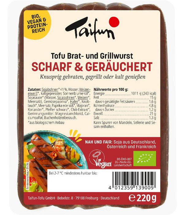 Produktfoto zu Tofu Brat-und Grillwurst scharf& geräuchert 220g