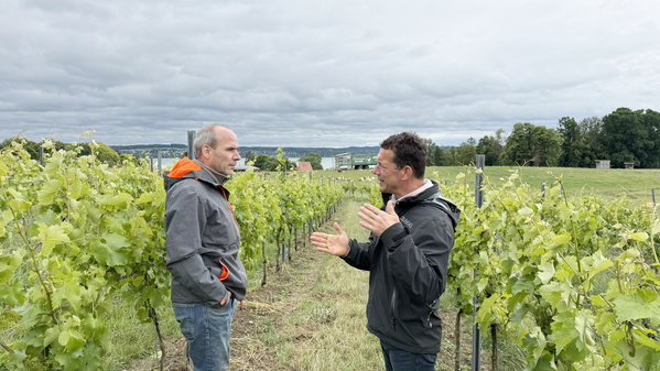 Andi vom Einkauf mit Uli am Weinberg