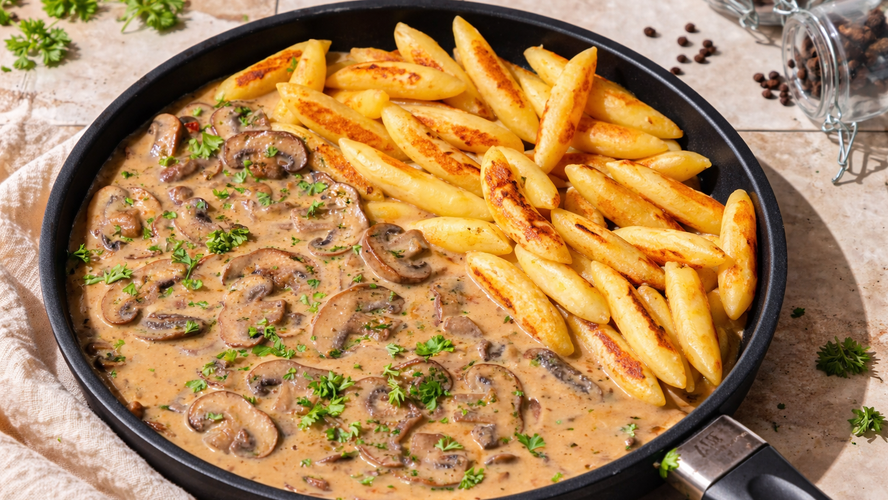 Rezeptbild für Schupfnudeln in Champignonrahmsoße