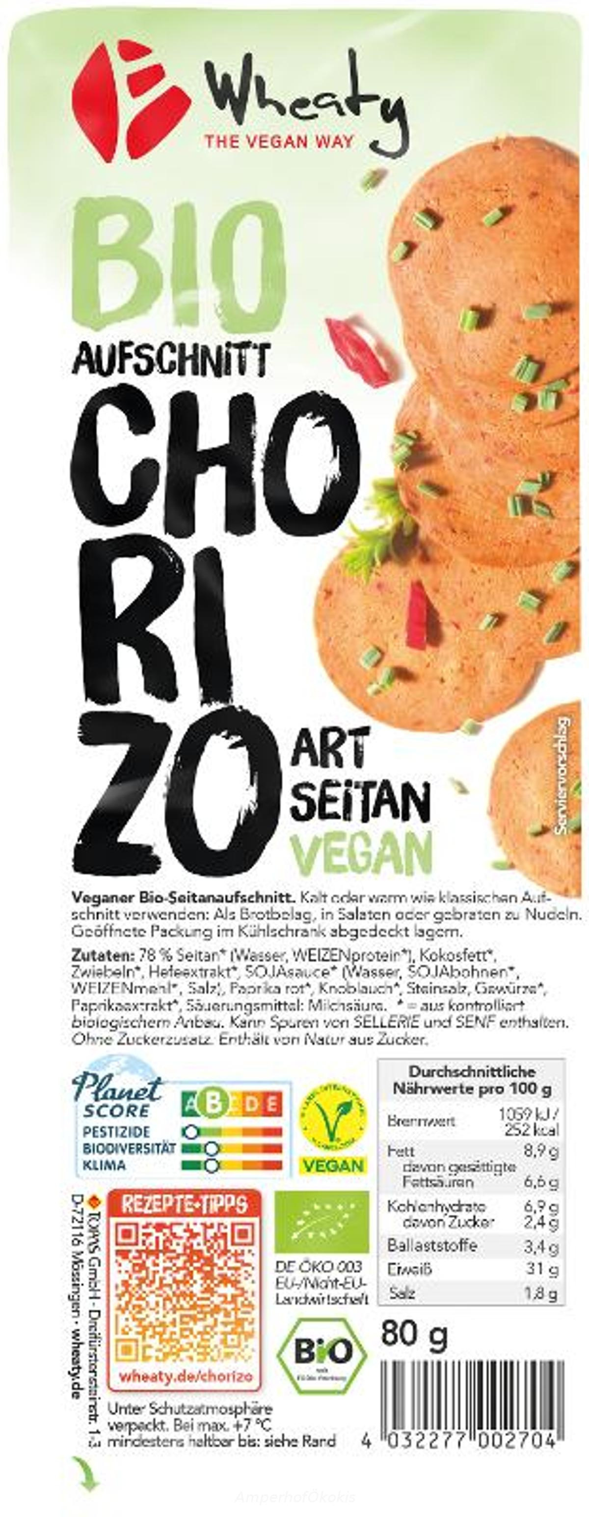 Wheaty Aufschnitt Chorizo 80g, vegan