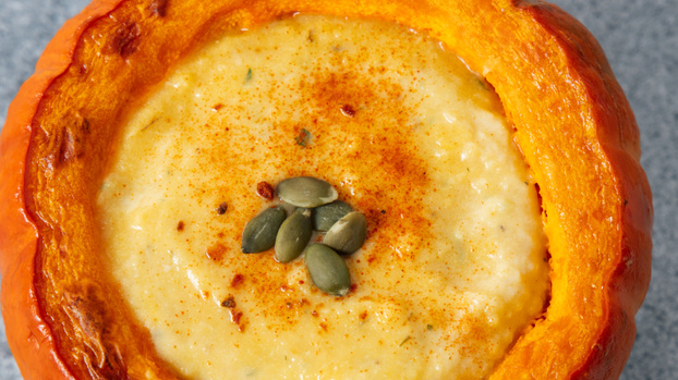 Rezeptbild für Rondini-Kürbis gefüllt mit Birne und Blauschimmelkäse