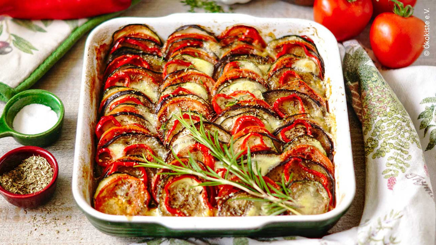 Rezeptbild für Ratatouille aus dem Ofen mit Mozzarella