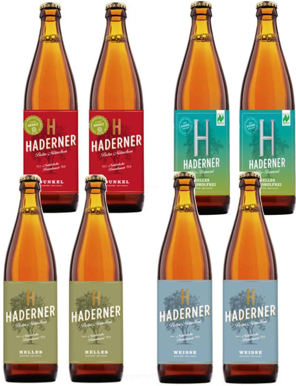 Produktfoto zu Haderner Bräu Probierkiste 8x0,5 l