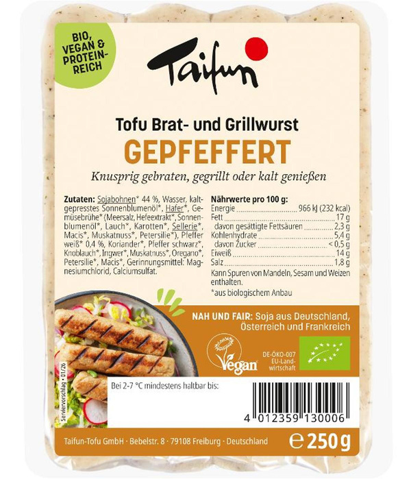 Produktfoto zu Tofu Brat-&Grillwurst gepfeffert 250g