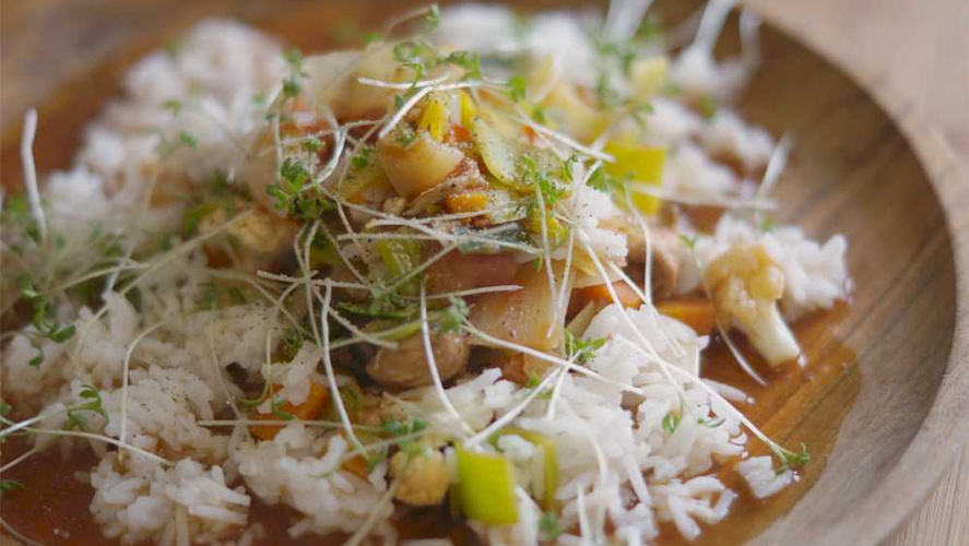 Rezeptbild für Gemüsetopf an perligem Cidre mit Reis