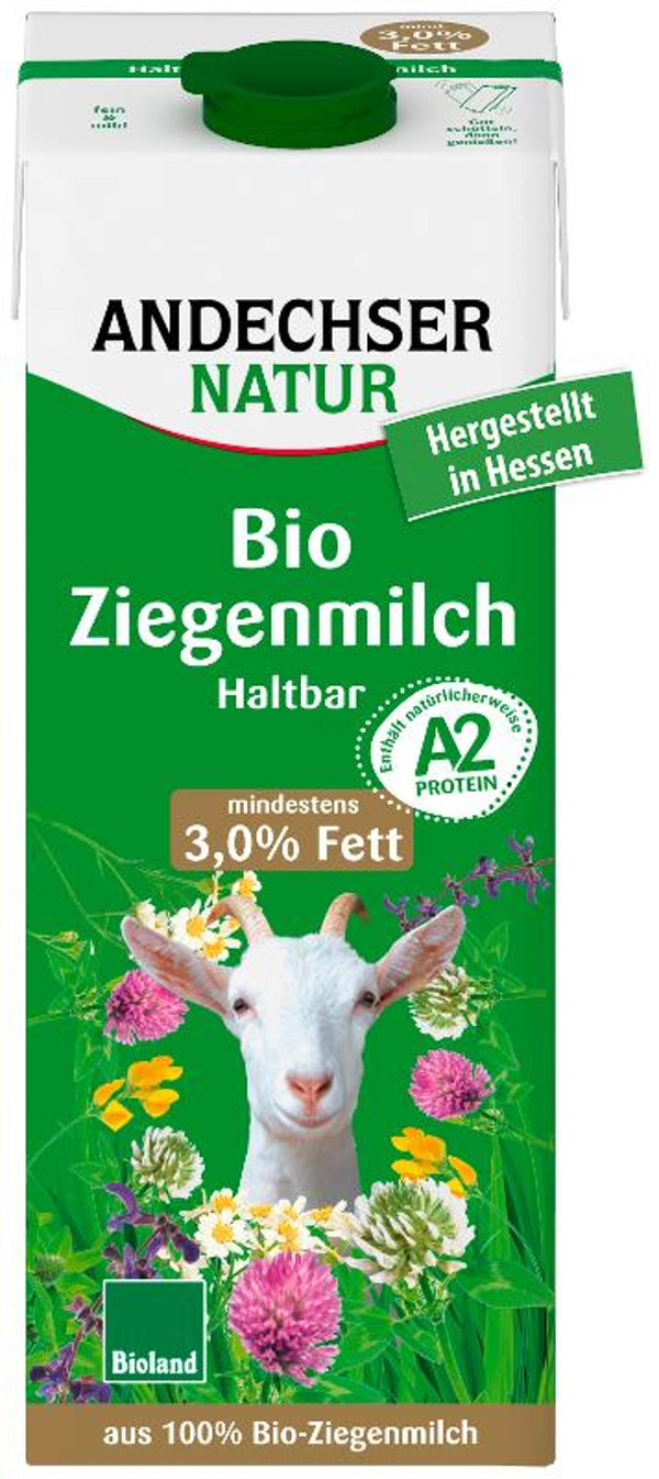 product photo for Haltbare Bio-Ziegenmilch min. 3,0% Fett, ultrahocherhitzt, homogenisiert 1l
