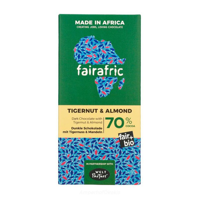 Produktfoto zu fairafric Zartbitterschokolade 70% mit Tigernuss und Mandel 80 g