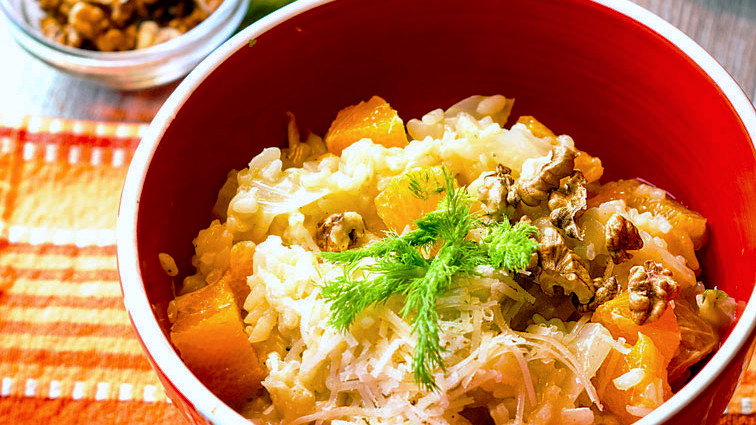 Rezeptbild für Fenchel-Risotto  mit Feldsalat