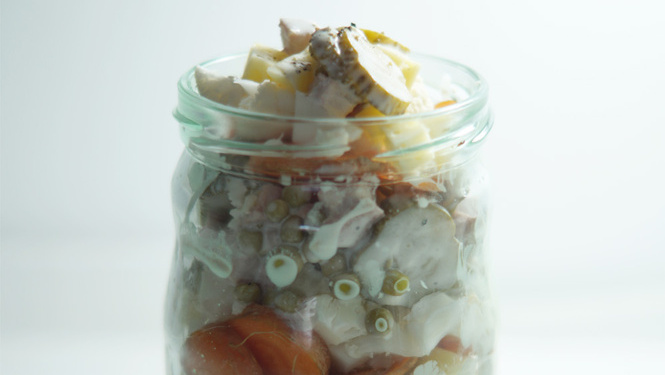 Rezeptbild für Gemischter Wintersalat mit frischem Meerrettich im Einmachglas - zum Mitnehmen