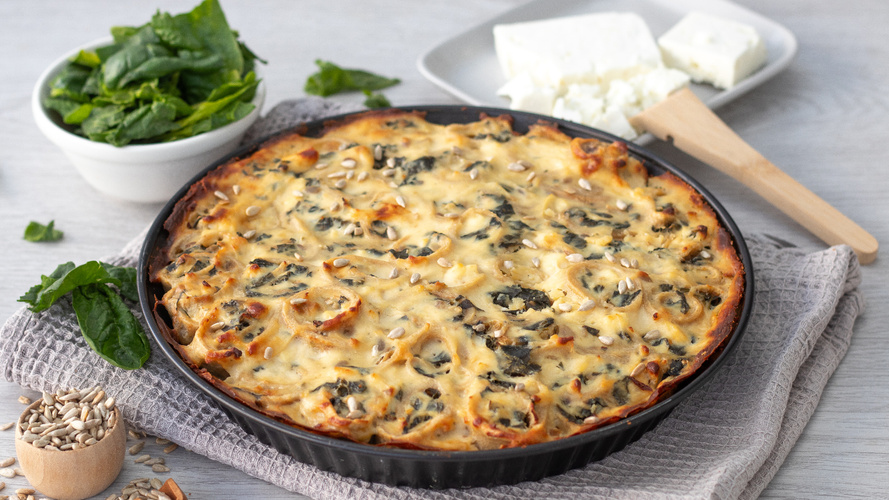 Rezeptbild für Spinat-Pfannkuchen-Auflauf mit Parmesan-Haube