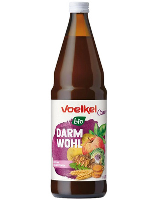 KI generiert: Eine Flasche mit dem Produkt "Voelkel bio DARM WOHL", reich an Ballaststoffen.