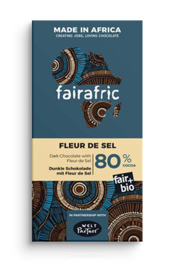 product photo for Fairafric Zartbitterschokolade 80% mit Fleur de Sel 80 g