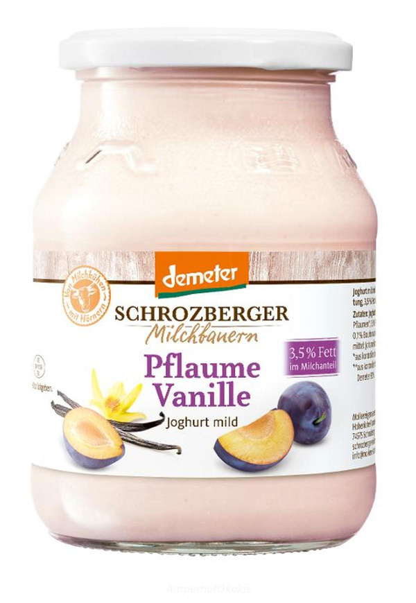 Produktfoto zu Demeter Pflaume Vanille Joghurt 500g Glas