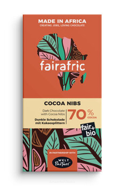 Produktfoto zu fairafric Zartbitterschokolade 70% mit Kakaonibs 80 g