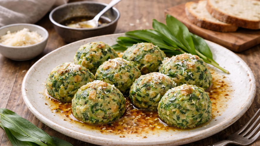 Rezeptbild für Bärlauchknödel mit Frischkäse
