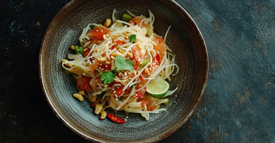 Rezeptbild für Thailändischer Som Tam Salat mit Weißkohl 