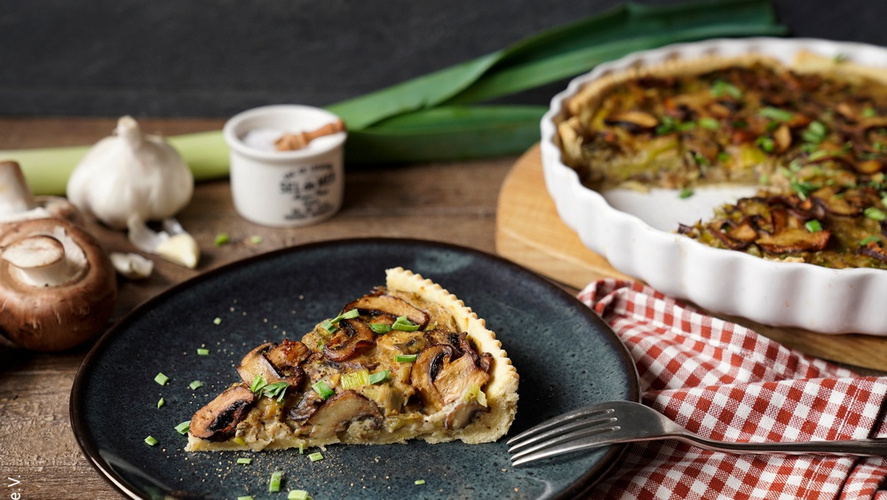Rezeptbild für Vegane Champignon-Lauch-Quiche