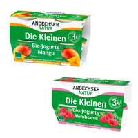Andechser Natur Bio-Jogurts: Mango und Himbeere, jeweils "Die Kleinen"