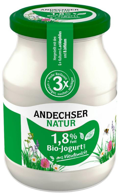 Produktfoto zu Magerjoghurt natur 1,8% Fett 500g Glas