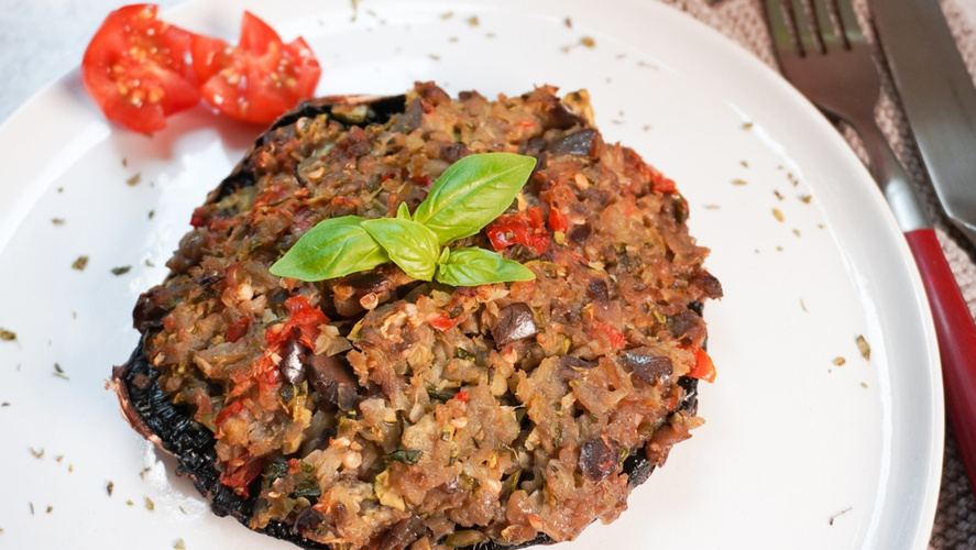 Rezeptbild für Portobello Pilze mediterran gefüllte 