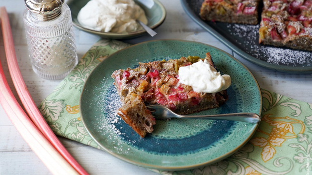 Rezeptbild für Rhabarberkuchen mehlfrei