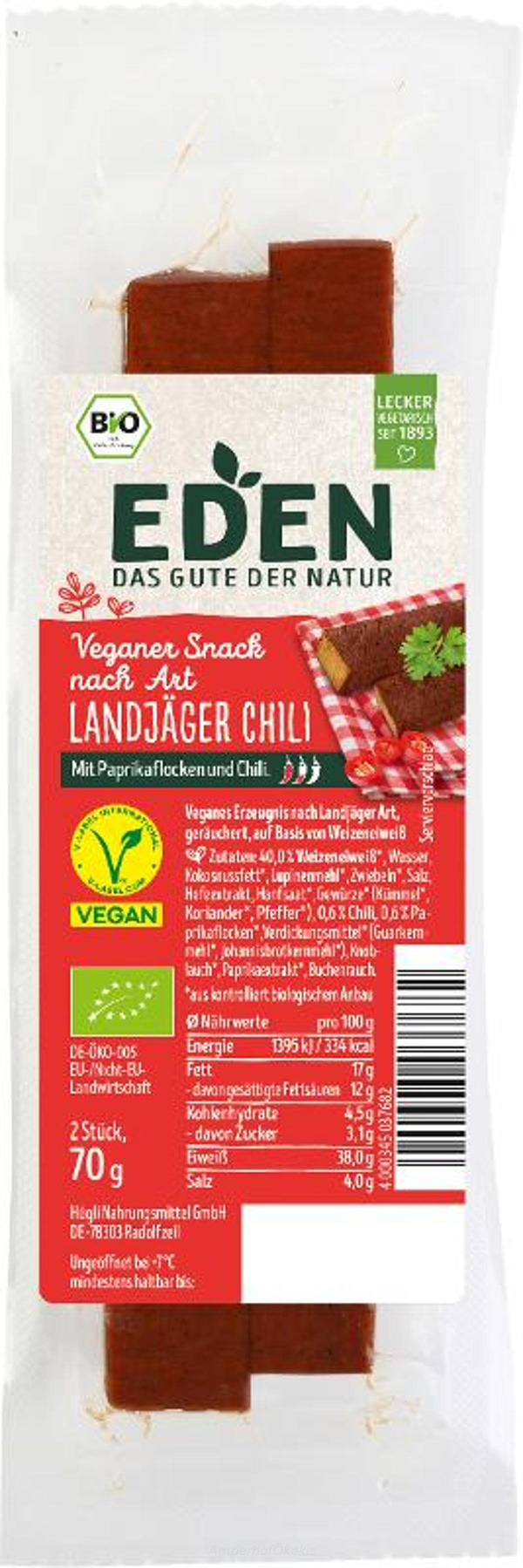 Produktfoto zu Vegane Brotzeit nach Landjäger Chilli 70g