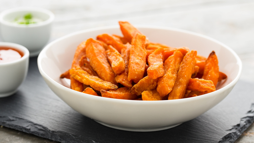 Rezeptbild für Gebackene Süßkartoffeln mit Schafskäse