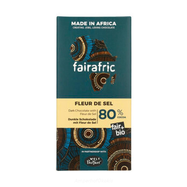 Produktfoto zu Fairafric Zartbitterschokolade 80% mit Fleur de Sel 80 g