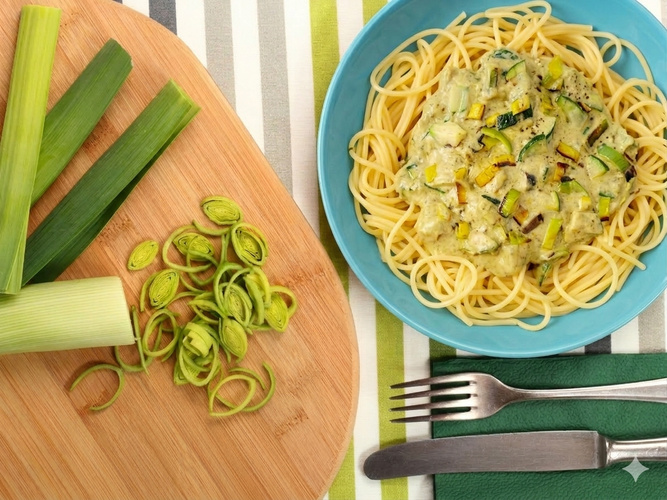 Rezeptbild für Lauch-Gorgonzola-Pasta