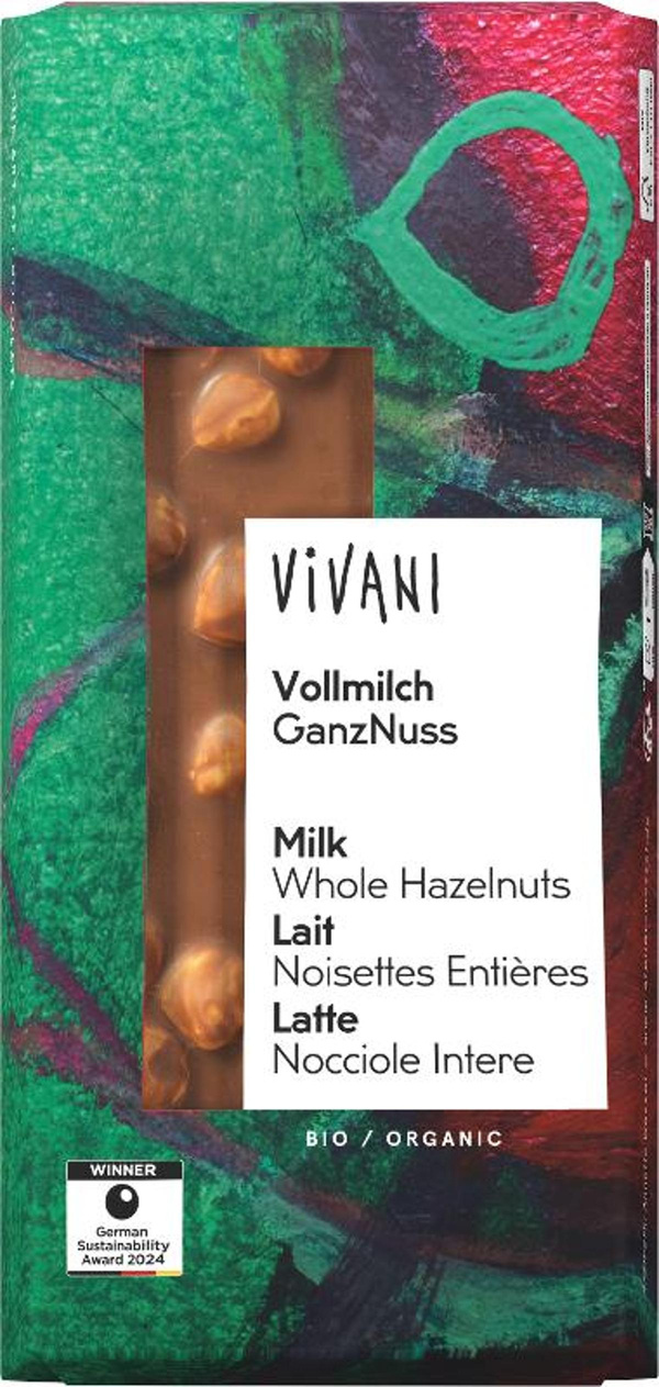 Produktfoto zu Vivani Vollmilch ganze Nuss 100 g