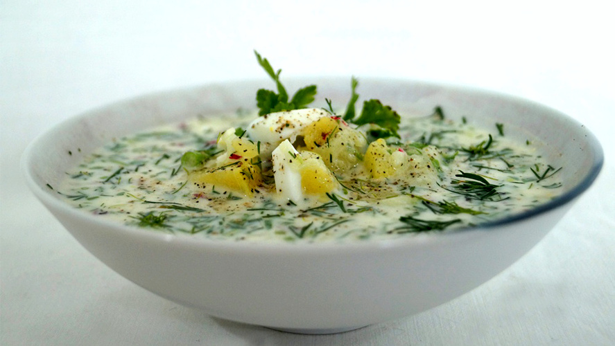 Rezeptbild für Erfrischende Sommersuppe - vegetarische Okroschka Variation