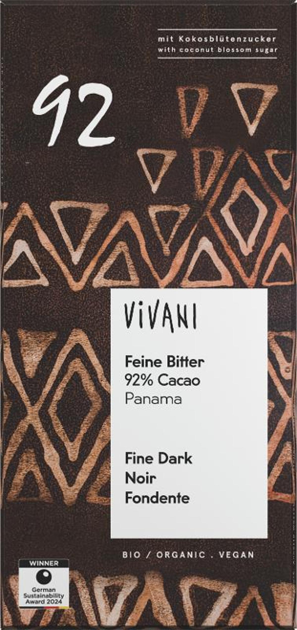 product photo for Vivani 92% Feine Bitter 80 g