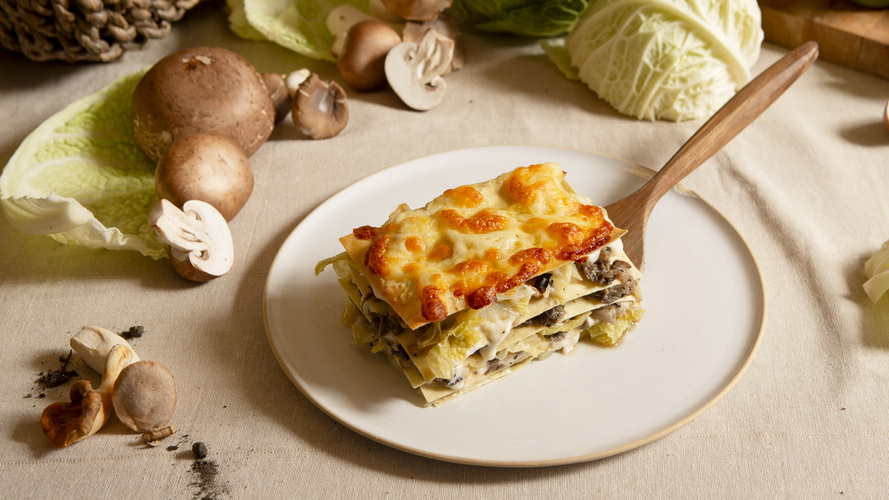Rezeptbild für Wirsing-Pilz-Lasagne mit Béchamelsoße