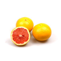 KI generiert: Drei Grapefruits, eine davon aufgeschnitten.