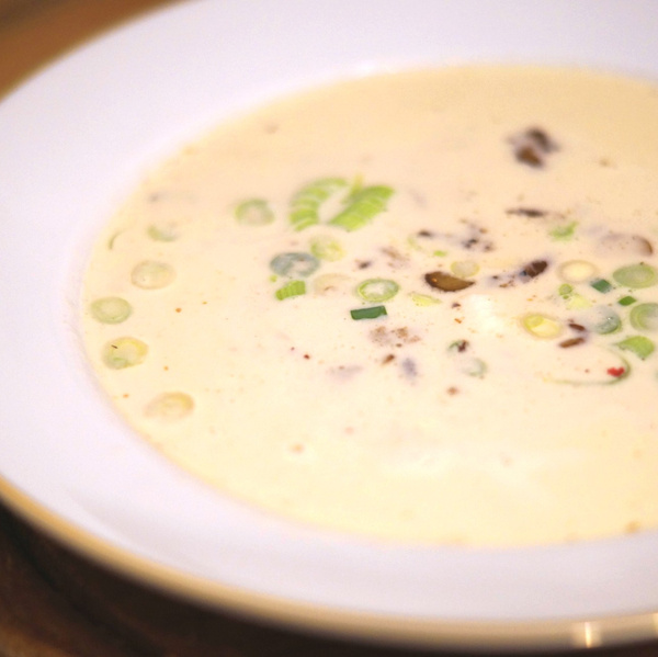 Cremige Maronensuppe mit Pilzen und Kakao