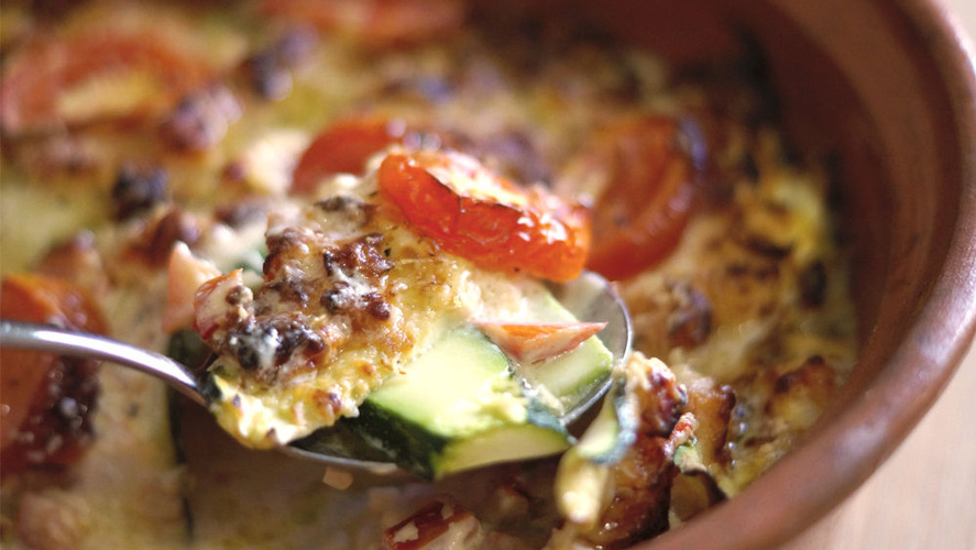 Rezeptbild für Zucchini-Ricotta-Auflauf in Parmesan gebacken