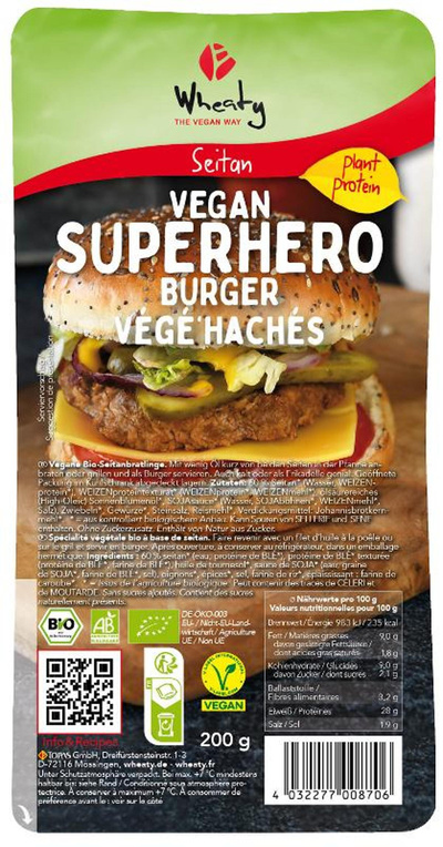 product photo for Wheaty Superhero Burger vegan 200g