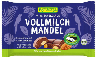 product photo for Vollmilch Schokolade mit ganzen Mandeln 100g